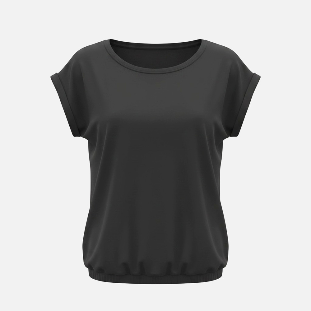 NWT Soya Concept Black Scoop Neck Rolled Short Sleeve Top #1770 Size XS - Picture 2 of 11